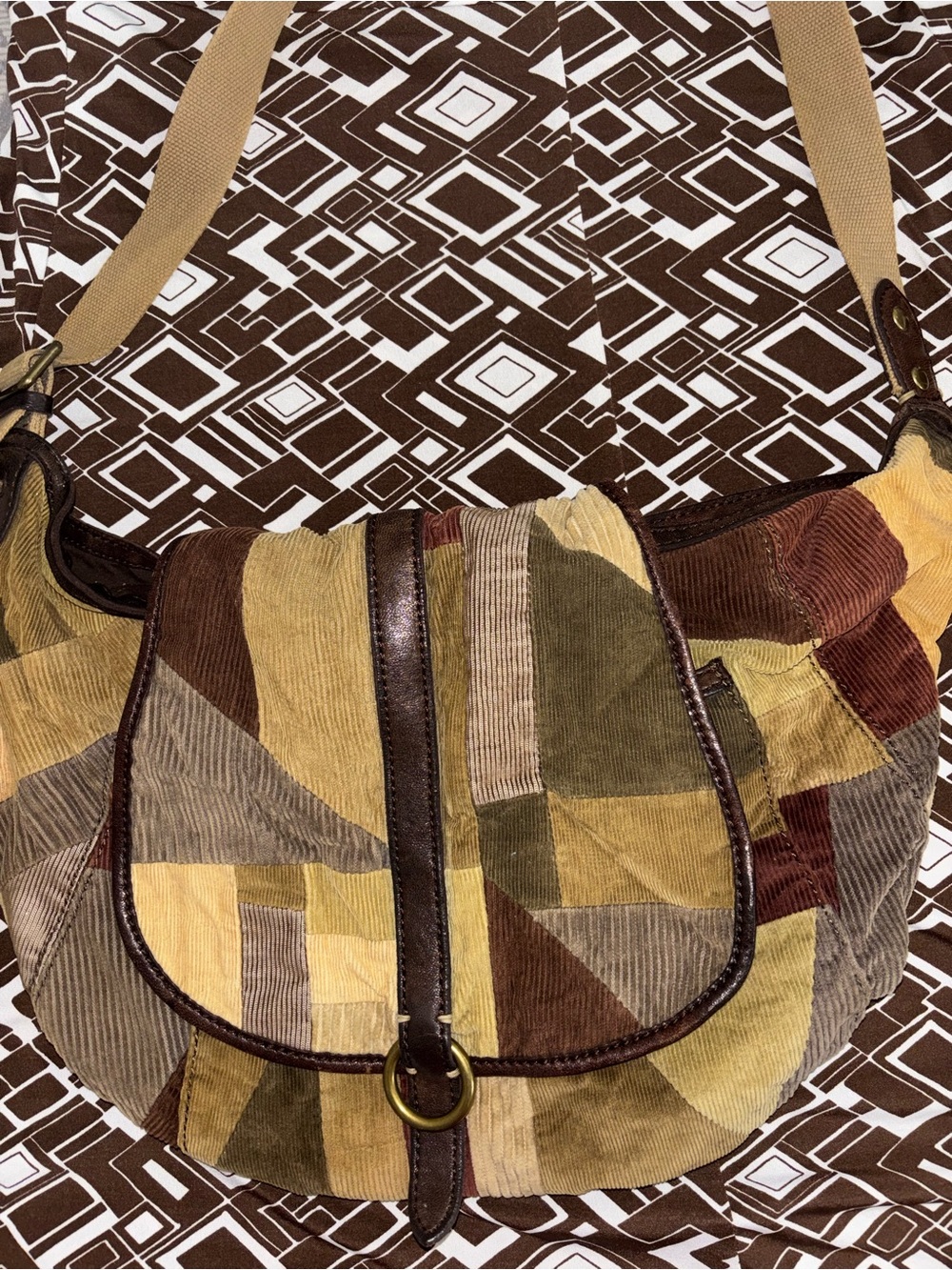 Vintage Lucky Brand Patchwork Messenger Bag